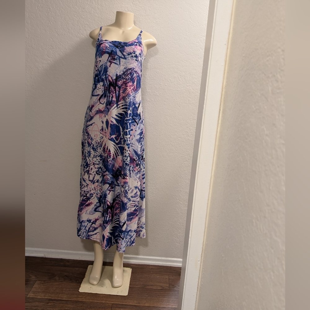 Love Large Blue Pink White Maxi Halter Dress
